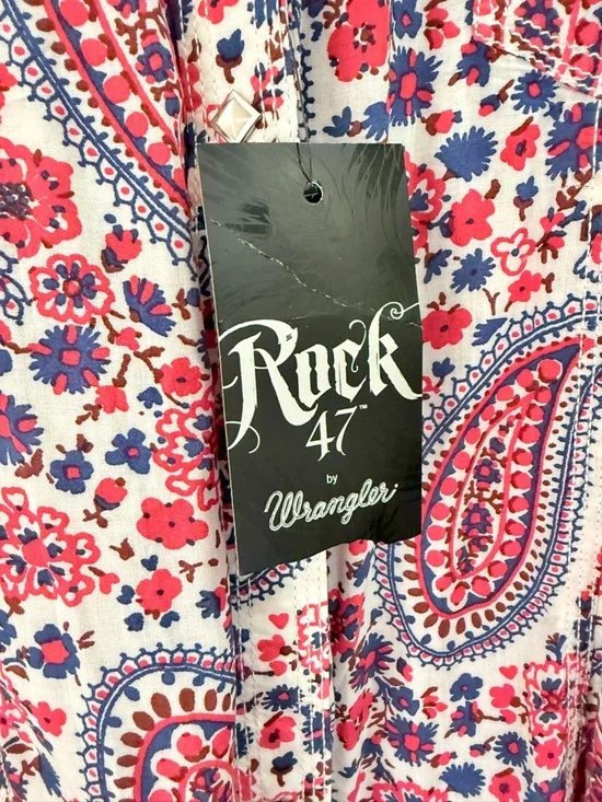 Wrangler Paisley Button-Up in Red, Blue & White, Pear Snaps XXL - Picture 3 of 10